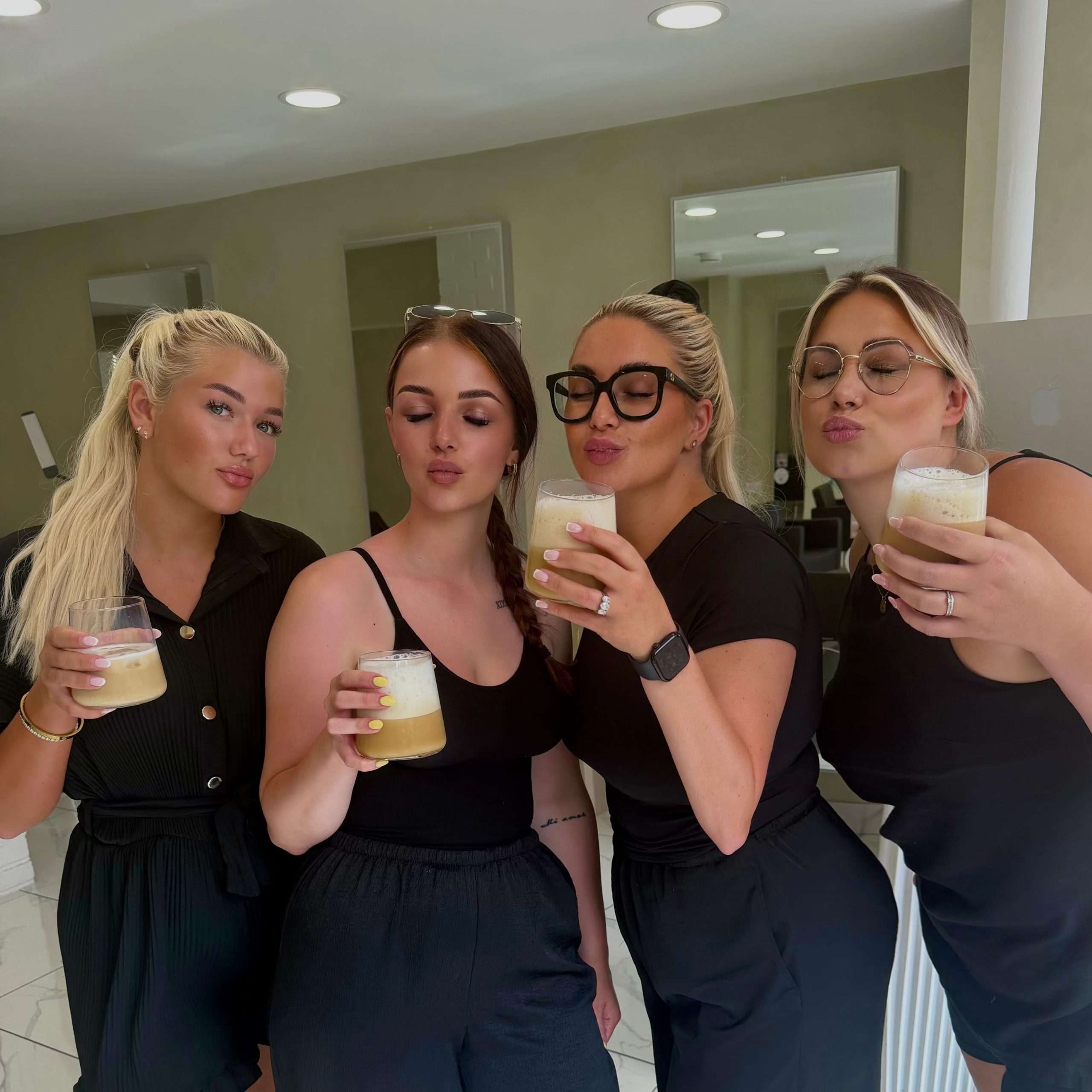 The Golbylocks team enjoying a coffee together at the salon in Littlehampton.